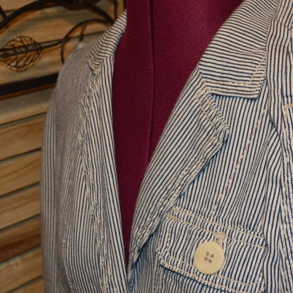 Gap Limited Edition M Blue White Conductor Stripe L/S Jacket - Picture 4 of 9